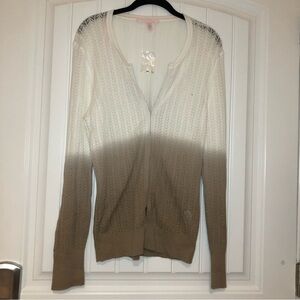 NWT Victoria’s Secret Brown & White Button Up Long Sleeve Cardigan Size Large